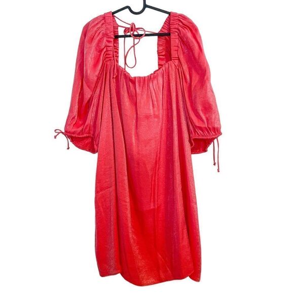 Free People Mara Metallic Puff Sleeve Mini Dress Pink XS - Picture 5 of 11